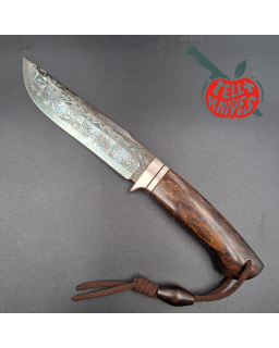 Sergey Shidlovskiy Custom Knives Model Sasquatch Mosaic Damascus blade Wenge wood handle brown leather sheath