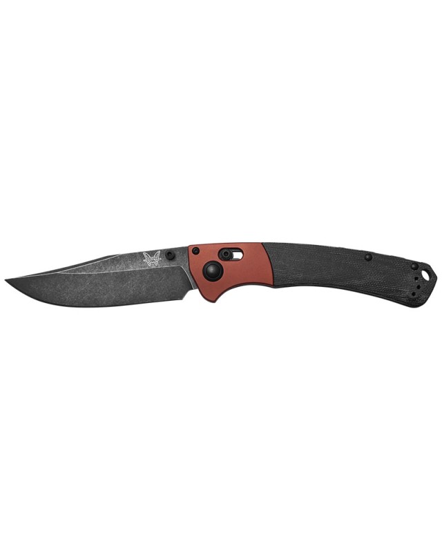 Benchmade Crooked River CPM-MagnaCut steel Battlewash finish burnt orange aluminium bolsters black micarta handle