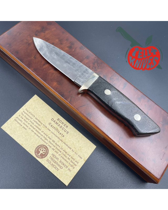 BÖKER Solingen fixed blade Damast 300 layers petrified oak handle