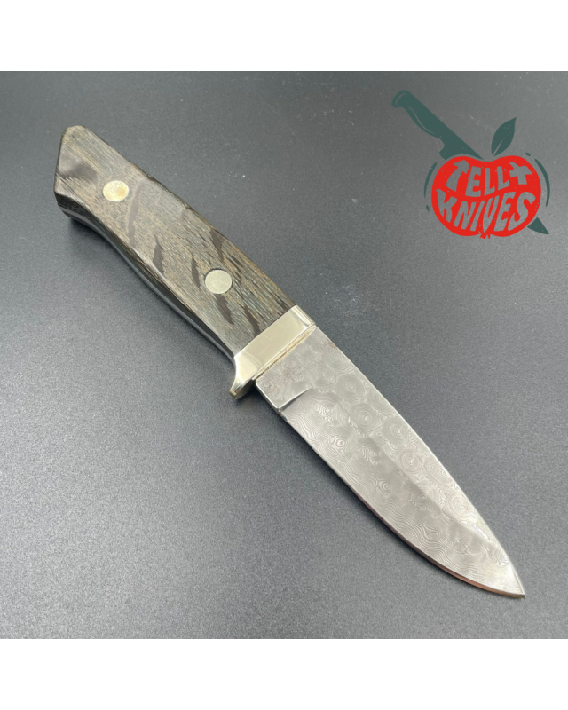BÖKER Solingen fixed blade Damast 300 layers petrified oak handle