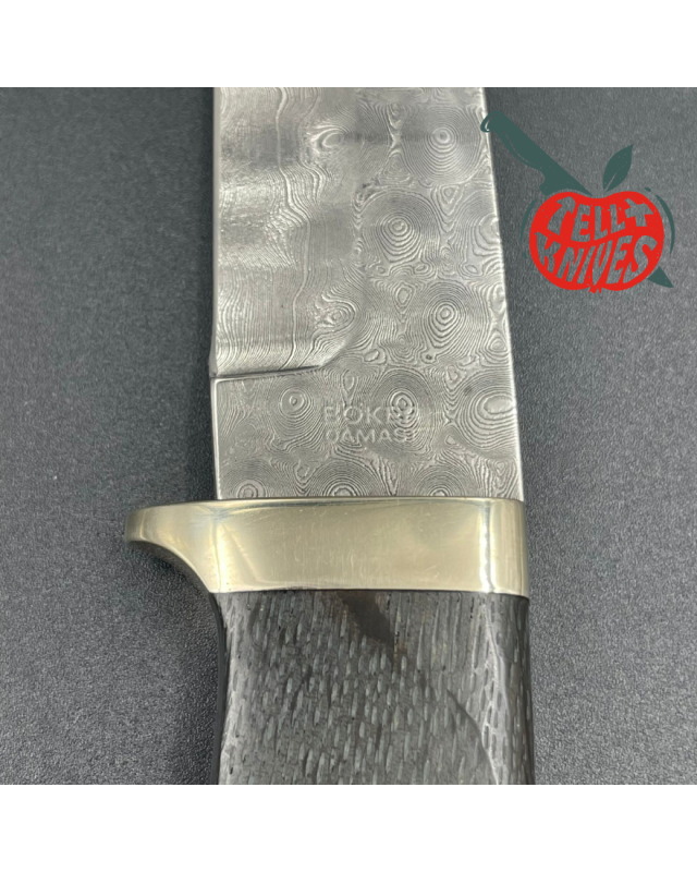 BÖKER Solingen fixed blade Damast 300 layers petrified oak handle