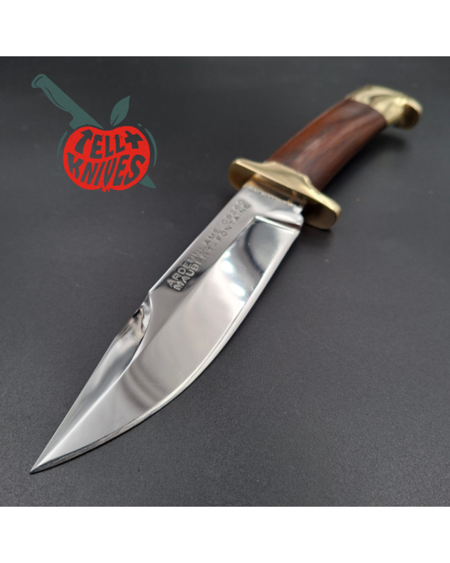 Jean Tanazacq Ardennlame Modèle Tronçay 2 acier 440C forgé finition miroir garde laiton manche bois de noyer étui cuir