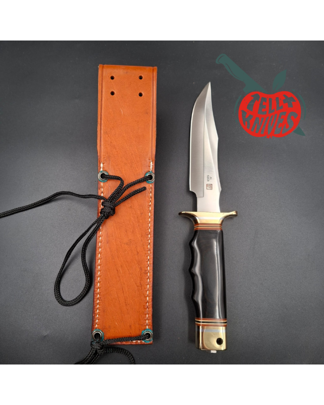 Al Mar Knives 4008 MACV SOG Fighting Knife SF black micarta handle brown leather sheath