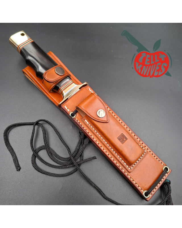 Al Mar Knives 4008 MACV SOG Fighting Knife SF black micarta handle brown leather sheath