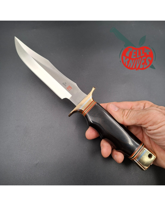 Al Mar Knives 4008 MACV SOG Fighting Knife SF black micarta handle brown leather sheath