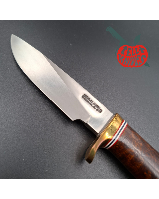 Randall Made Knives Model 26 - 4 Pathfinder stainless steel burl wood handle brass guard and pommel