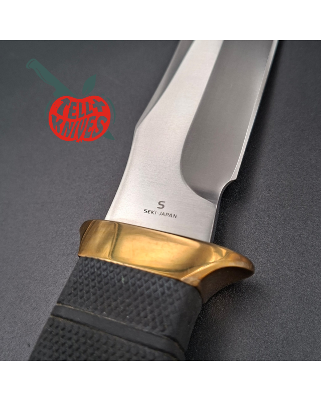 SOG Tech I 1986-88 SEKI JAPAN SK5 carbon steel blade satin finish brass guard Kraton handle Cordura sheath