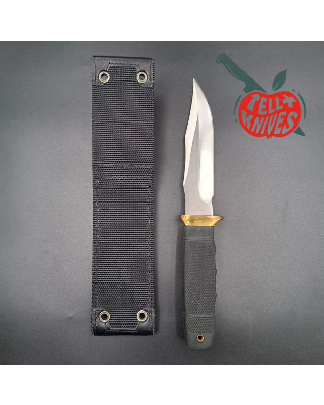 SOG Tech I 1986-88 SEKI JAPAN SK5 carbon steel blade satin finish brass guard Kraton handle Cordura sheath