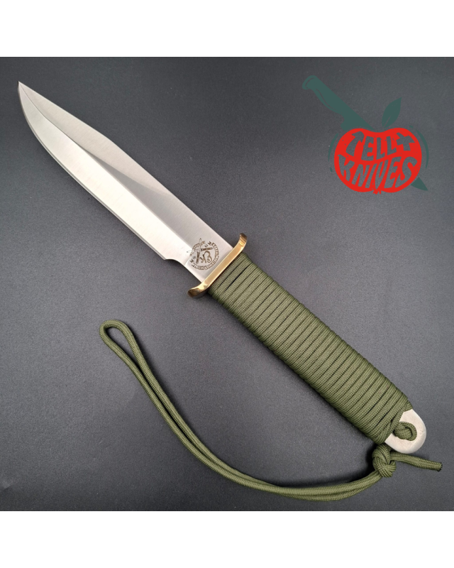 John EK - 1991/2004 Commando Bowie full tang 440C steel green paracord wrapped handle green nylon sheath