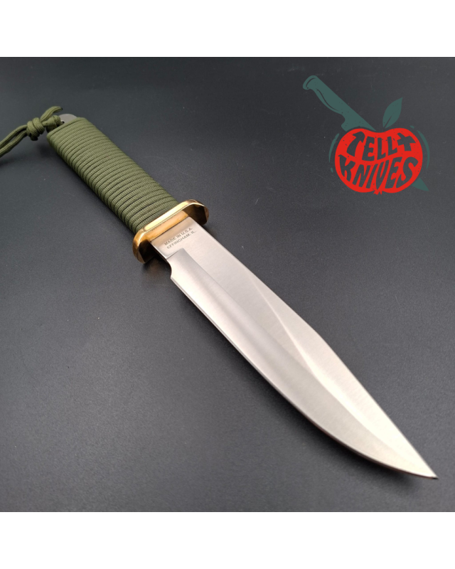 John EK - 1991/2004 Commando Bowie full tang 440C steel green paracord wrapped handle green nylon sheath