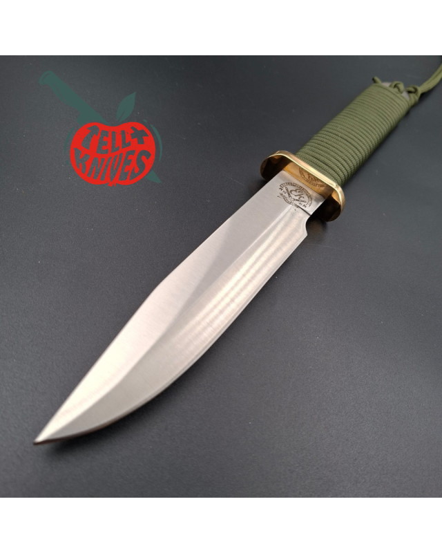 John EK - 1991/2004 Commando Bowie full tang 440C steel green paracord wrapped handle green nylon sheath