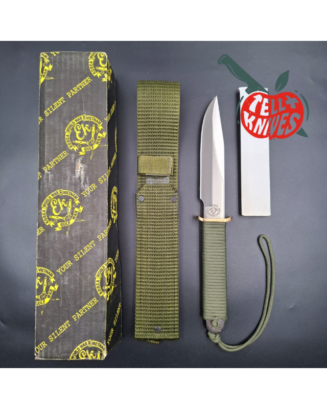 John EK - 1991/2004 Commando Bowie full tang 440C steel green paracord wrapped handle green nylon sheath