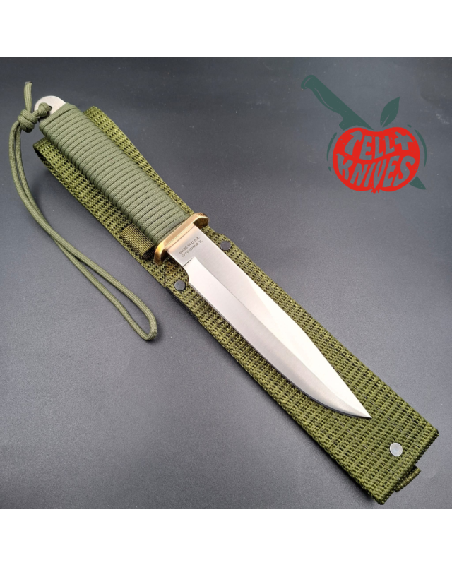John EK - 1991/2004 Commando Bowie full tang 440C steel green paracord wrapped handle green nylon sheath