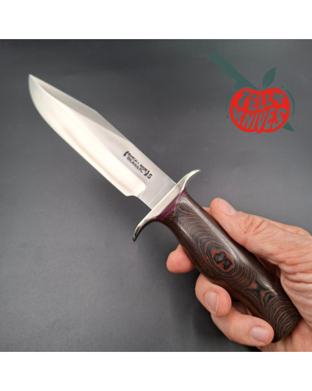Randall Made Knives Model 15 5.5 Airman forged stainless steel black and red micarta handle nickel silver guard