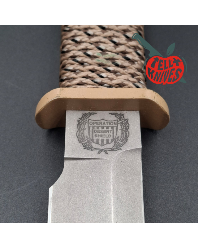 John EK - 1991 Commando Bowie - Operation Desert Shield Edition full tang 440C steel grey coating paracord wrapped handle