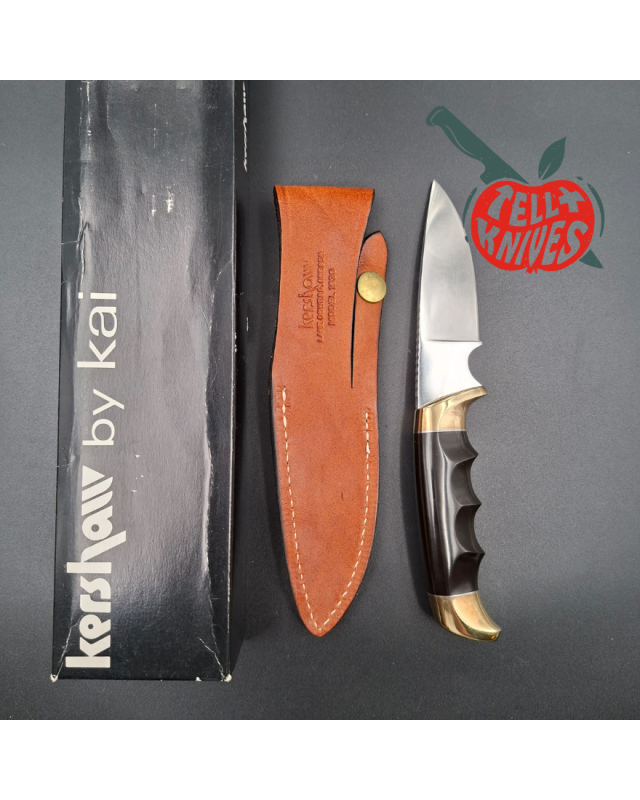 Kershaw fixed blade 1030 Hunter AUS8 stainless steel brass guard and pommel phenolic resin handle Hattori Design