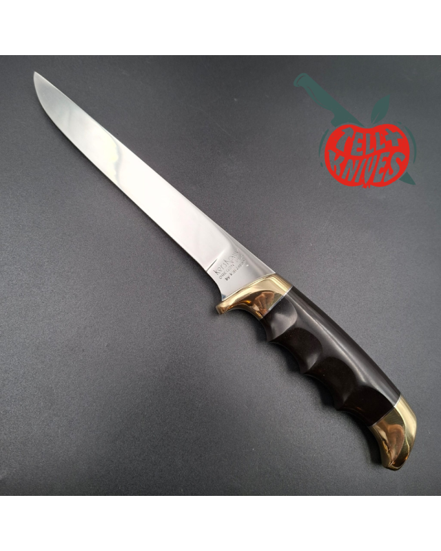 Kershaw fixed blade 1031 Fisher AUS8 stainless steel brass guard and pommel phenolic resin handle Hattori Design
