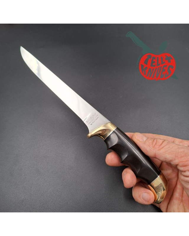 Kershaw fixed blade 1031 Fisher AUS8 stainless steel brass guard and pommel phenolic resin handle Hattori Design