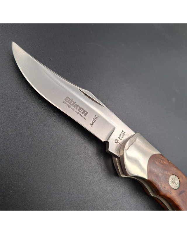 BÖKER Soligen Optima folding knife 1997 Limited Edition 440C stainless steel blade Thuya wood