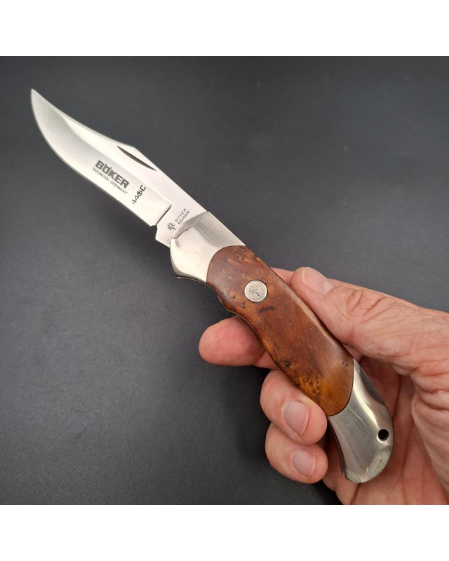 BÖKER Soligen Optima folding knife 1997 Limited Edition 440C stainless steel blade Thuya wood