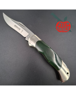 BÖKER Soligen Optima folding knife 1998 Limited Edition 440C stainless steel blade green stone handle