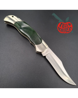BÖKER Soligen Optima folding knife 1998 Limited Edition 440C stainless steel blade green stone handle