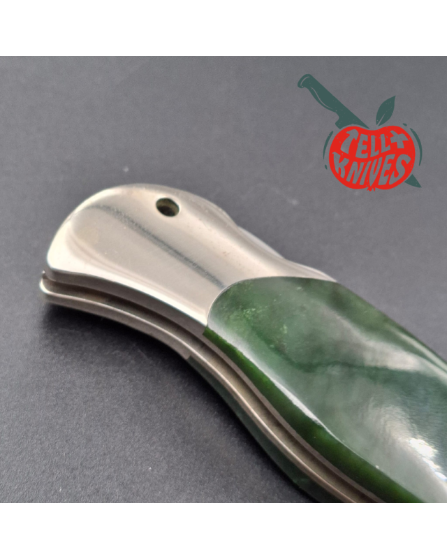 BÖKER Soligen Optima folding knife 1998 Limited Edition 440C stainless steel blade green stone handle