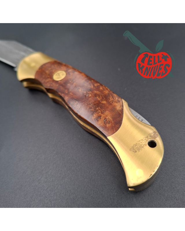 BÖKER Soligen Optima folding knife 1994 Limited Edition Damascus steel blade Thuya wood