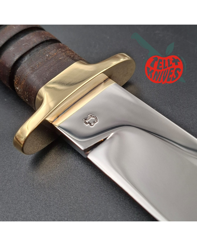 Jean Tanazacq 1989 Modèle Prairie 2 acier 440C forgé finition miroir garde laiton manche rondelles de cuir étui cuir