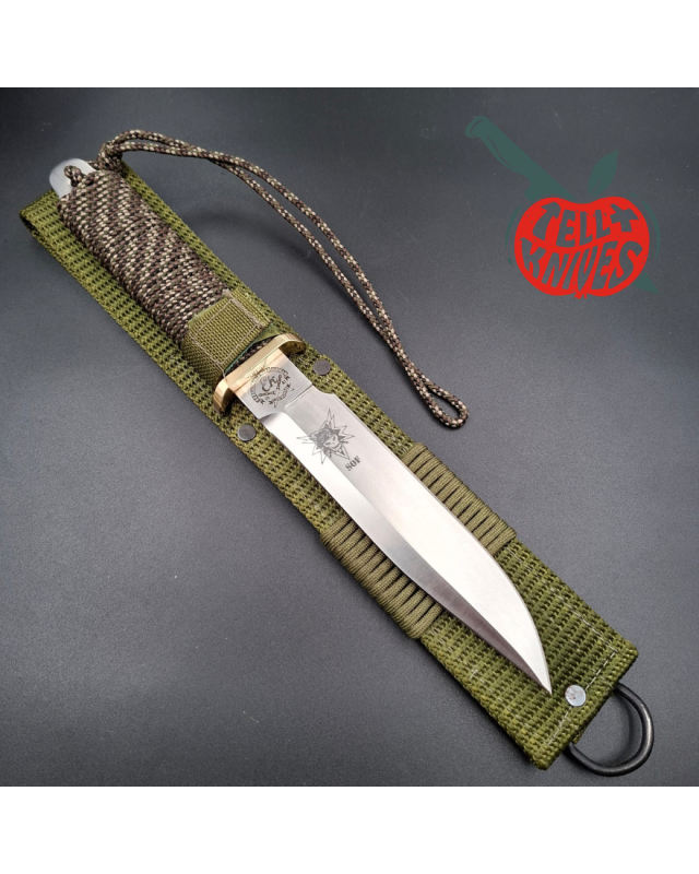 John EK - 1980/90 Commando Bowie Soldier of Fortune Limited Edition full tang 440C steel camo paracord wrapped handle