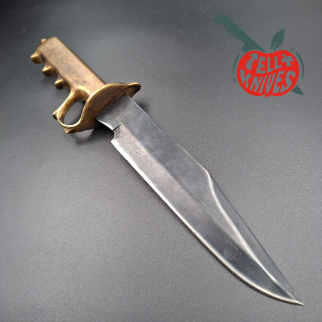 Trench Knife Custom carbon steel blade Fighting Knife Brass handle brown leather sheath