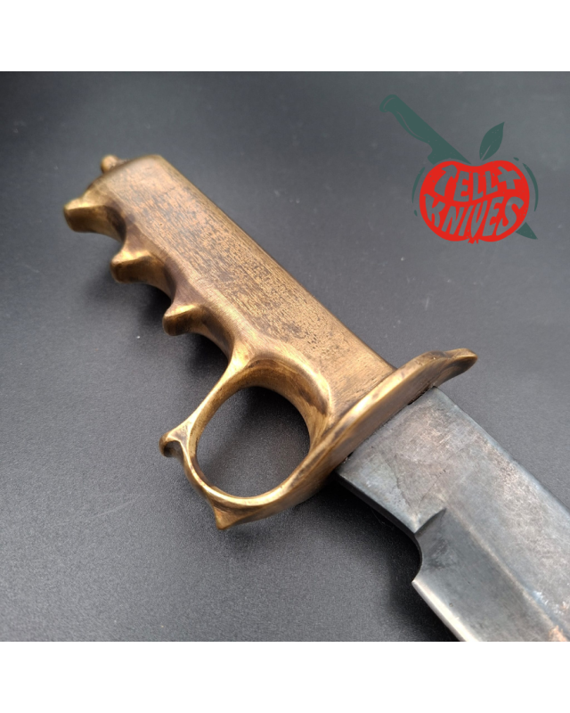 Trench Knife Custom carbon steel blade Fighting Knife Brass handle brown leather sheath