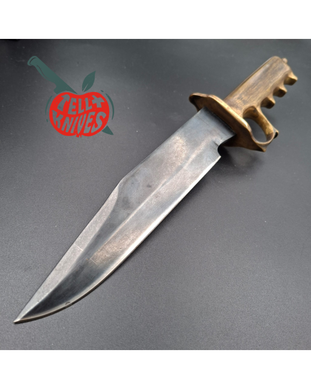 Trench Knife Custom carbon steel blade Fighting Knife Brass handle brown leather sheath