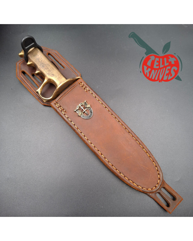 Trench Knife Custom carbon steel blade Fighting Knife Brass handle brown leather sheath