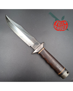 SOG S1 5th Special Forces Group Vietnam unblued SK5 carbon steel blade stacked leather handle black leather sheath