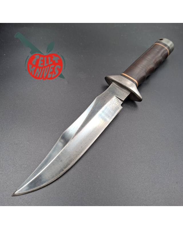 SOG S1 5th Special Forces Group Vietnam unblued SK5 carbon steel blade stacked leather handle black leather sheath