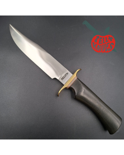 Randall Made Knives Nordic Knives Special Bowie forged stainless steel brass guard black micarta handle brown leather sheath