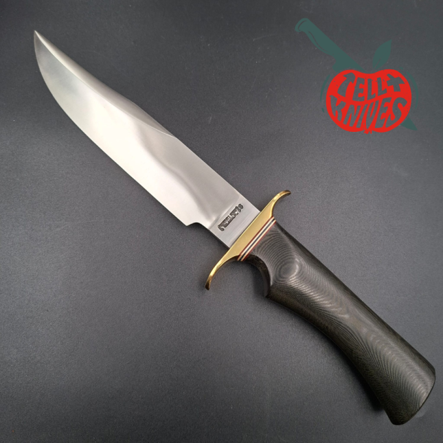 Randall Made Knives Nordic Knives Special Bowie forged stainless steel brass guard black micarta handle brown leather sheath
