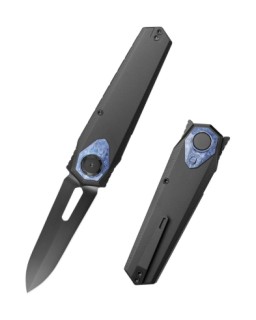 Remette Infinite Power  M390 steel black DLC finish blade black titanium handle Timascus inlay Dagger blade Manual Opening