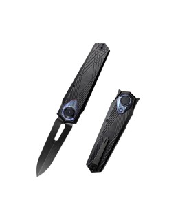 Remette Infinite Power  M390 steel blackwash finish blade blackwash titanium handle Timascus inlay Dagger blade Manual