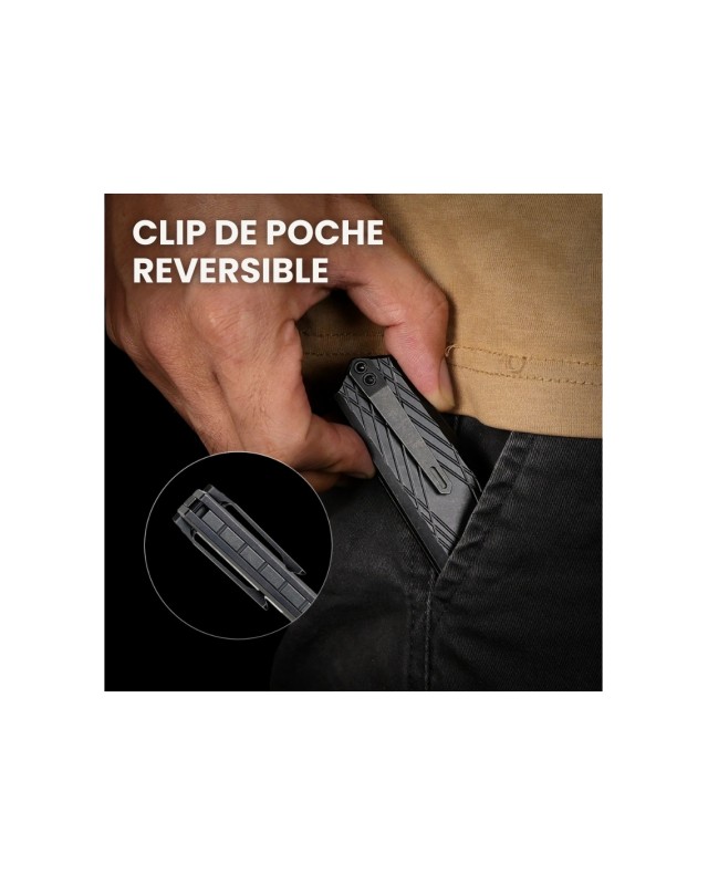 Remette Infinite Power  M390 steel blackwash finish blade blackwash titanium handle Timascus inlay Dagger blade Manual