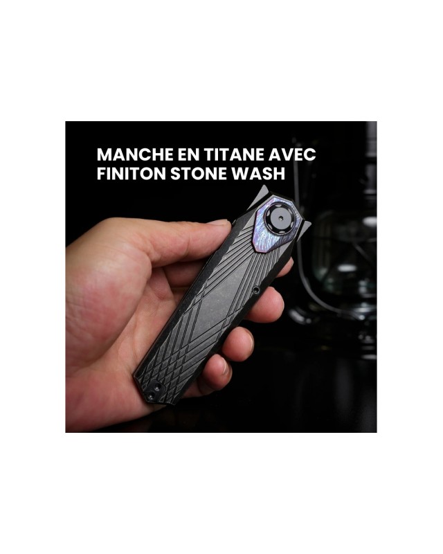 Remette Infinite Power  M390 steel blackwash finish blade blackwash titanium handle Timascus inlay Dagger blade Manual