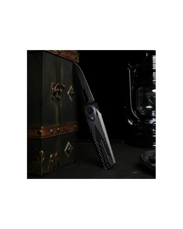 Remette Infinite Power  M390 steel blackwash finish blade blackwash titanium handle Timascus inlay Dagger blade Manual