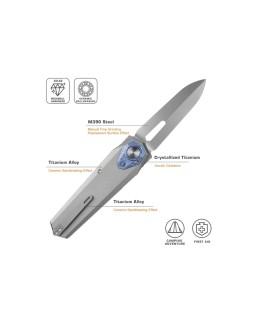 Remette Infinite Power  M390 steel stonewash finish blade stonewash titanium handle Timascus inlay Dagger blade Swiss Legal