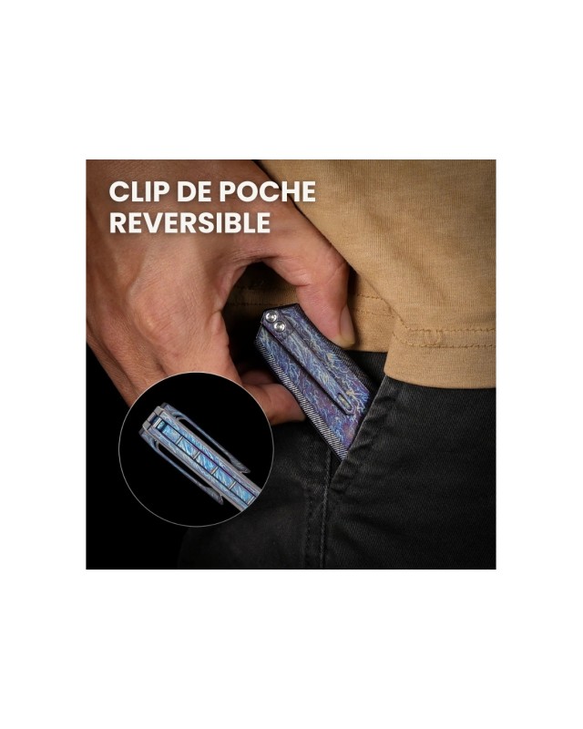 Remette Infinite Power  M390 steel stonewash finish blade lightning titanium handle Dagger blade Swiss Legal