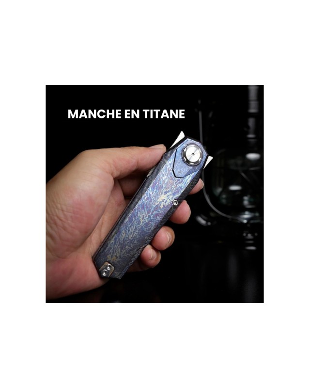 Remette Infinite Power  M390 steel stonewash finish blade lightning titanium handle Dagger blade Swiss Legal