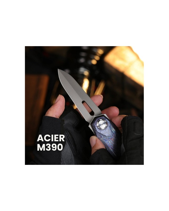 Remette Infinite Power  M390 steel stonewash finish blade lightning titanium handle Dagger blade Swiss Legal