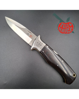 Al Mar Knives SERE 3003 folding knife AUS6 stainless steel Special Forces Series micarta handle leather sheath