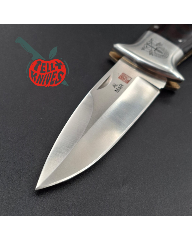 Al Mar Knives SERE 3003 folding knife AUS6 stainless steel Special Forces Series micarta handle leather sheath