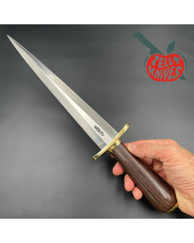 Randall Made Knives Model 13-12 Arkansas Toothpick forged carbon steel Concave Rosewood handle brass forward curved hilt